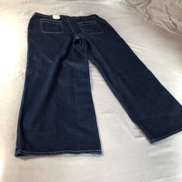 NWT Free Assembly Patch Pocket Jeans Womens Blue Wide Leg Dark Wash Size 16 New - Picture 13 of 13